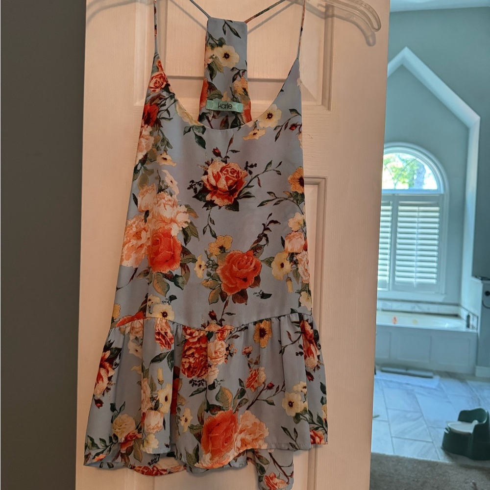 Karlie Floral Blue and Orange Women's Top